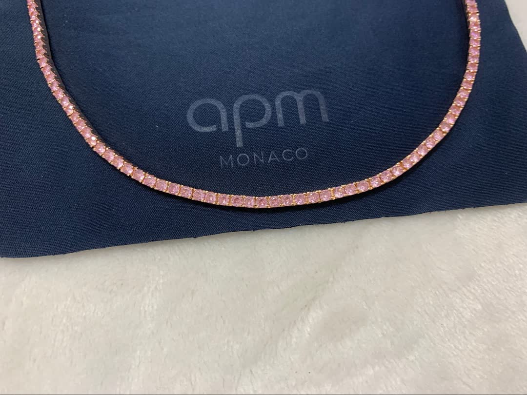 APM Monaco Pink Diamond Tennis Necklace